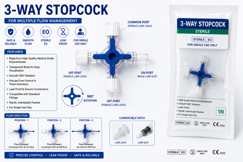 3-Way Stopcock – Sterile Disposable