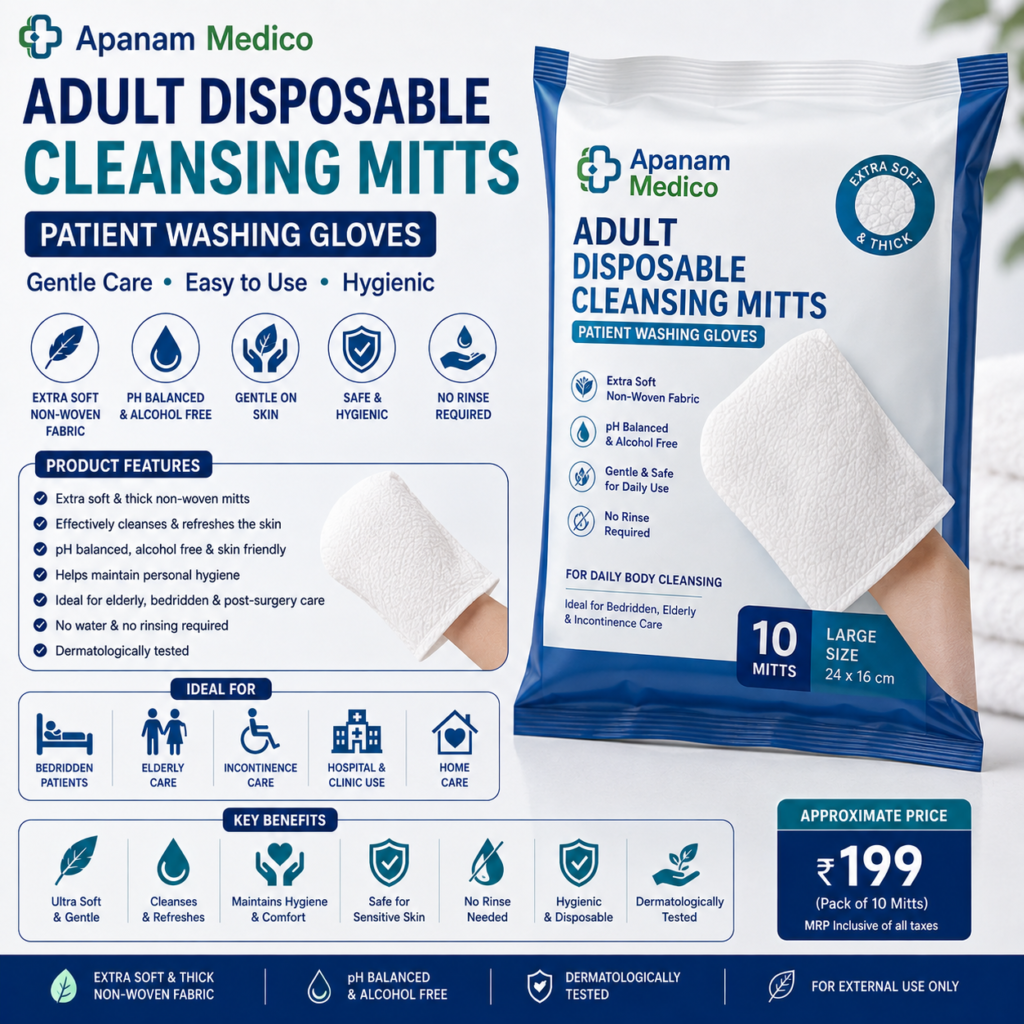 Adult Disposable Cleansing Mitts – Patient Washing Gloves