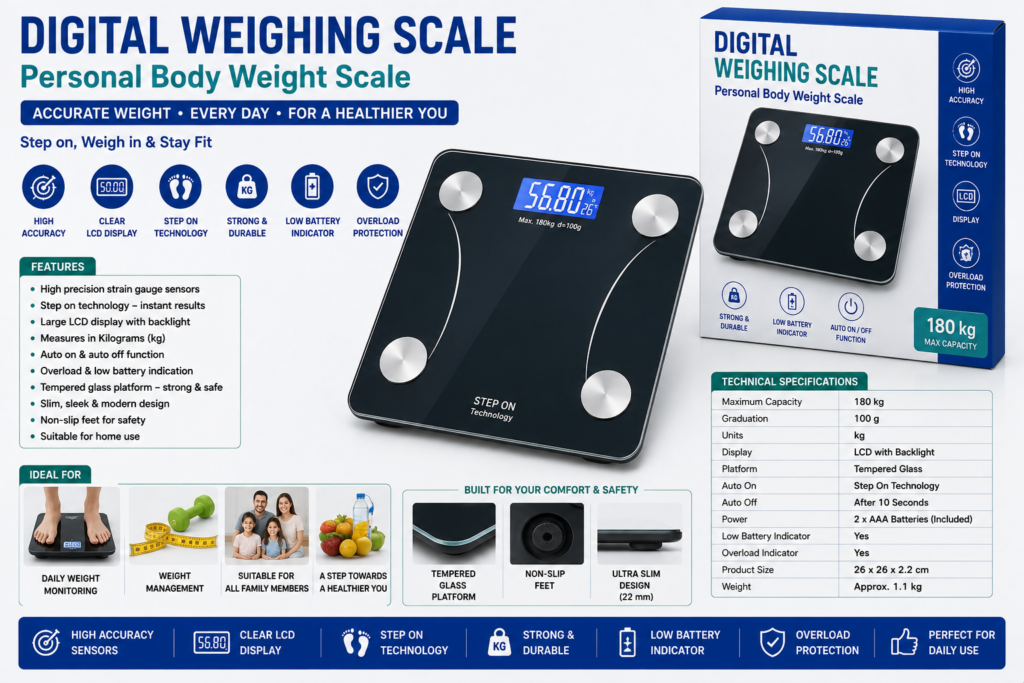 Digital Weighing Scale – Personal Body Weight Scale