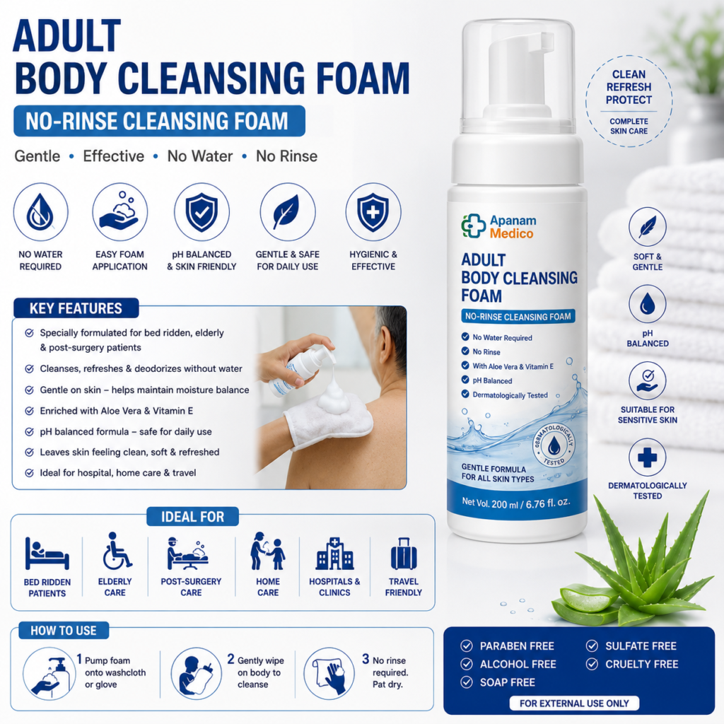 Adult Body Cleansing Foam – No-Rinse Patient Cleansing Foam