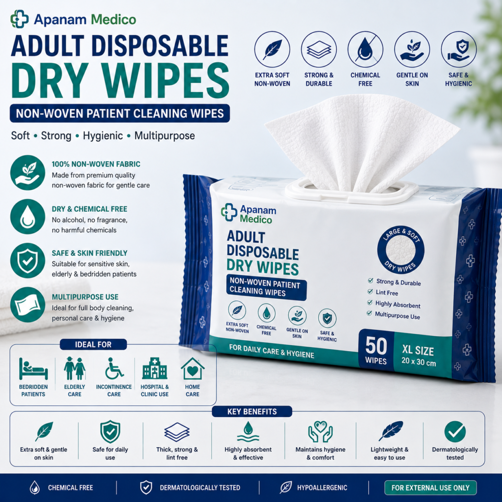 Adult Disposable Dry Wipes – Non-Woven Patient Cleaning Wipes