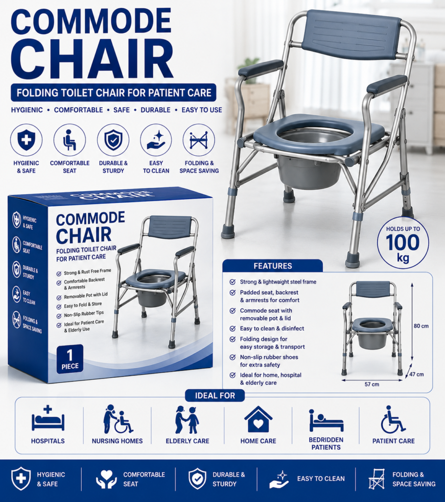 Commode Chair – Folding Toilet Chair for Patient Care