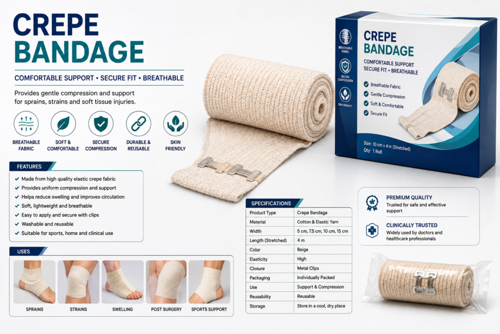 Crepe Bandage – Elastic Cotton Support Bandage