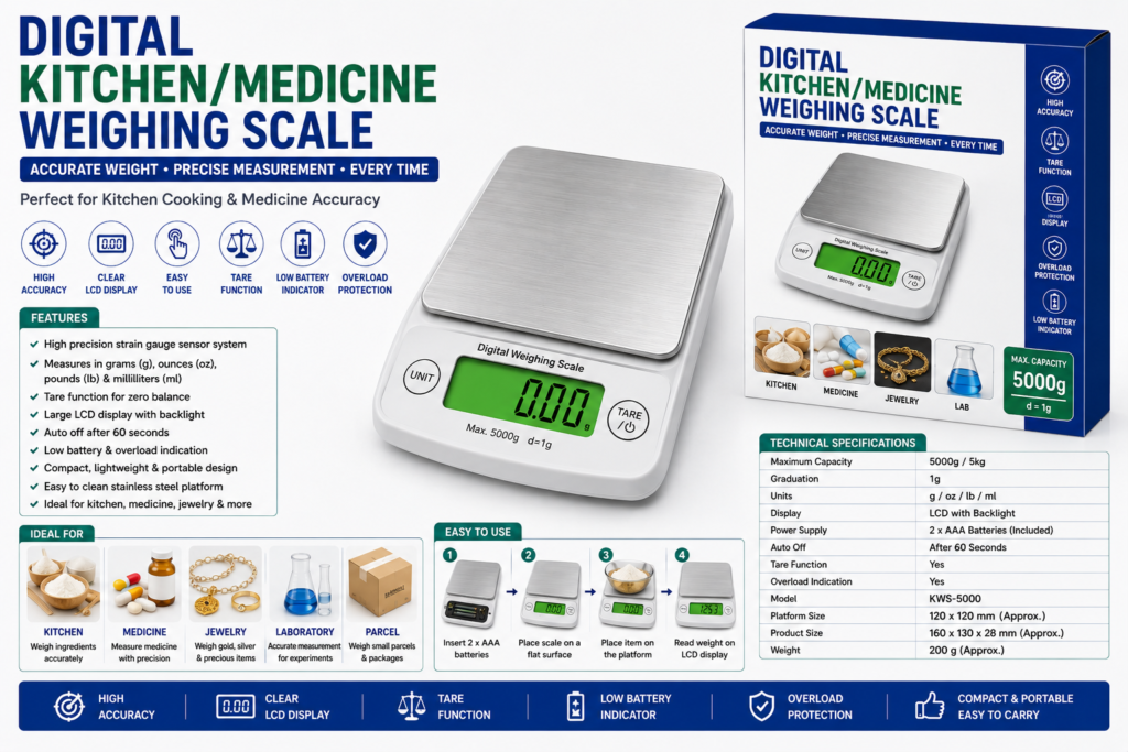 Digital Kitchen / Medicine Weighing Scale – 10 kg