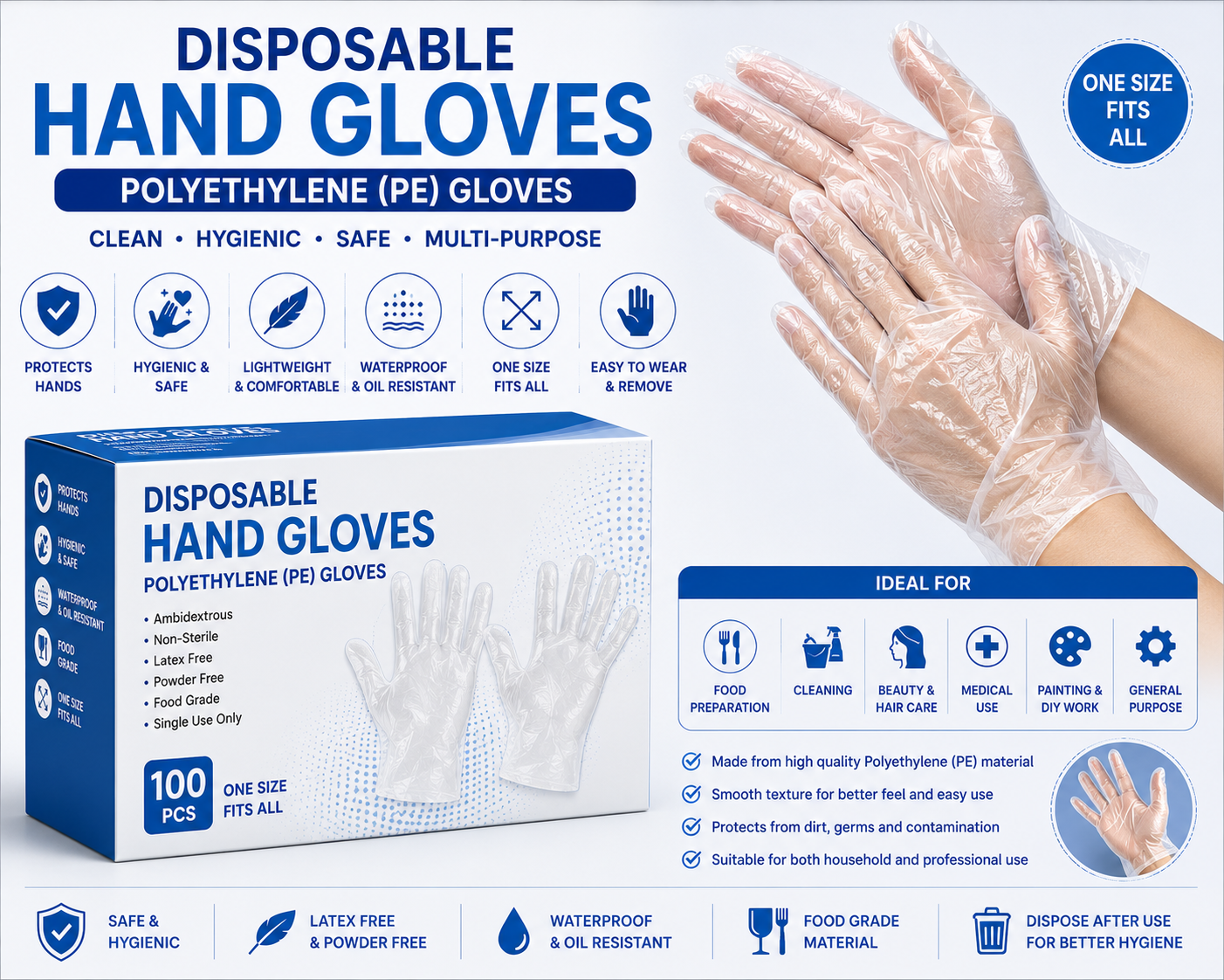 Disposable PE Hand Gloves
