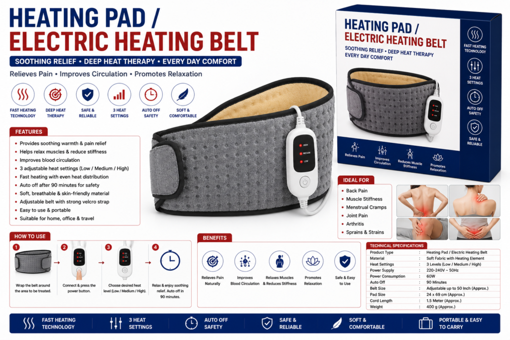 Electric Heating Pad / Heating Belt – Pain Relief Heat Therapy