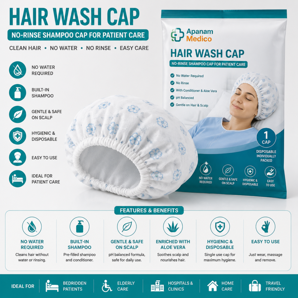 Hair Wash Cap – No-Rinse Shampoo Cap for Patient Care
