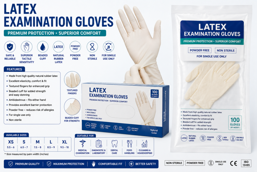 Latex Examination Gloves – Disposable