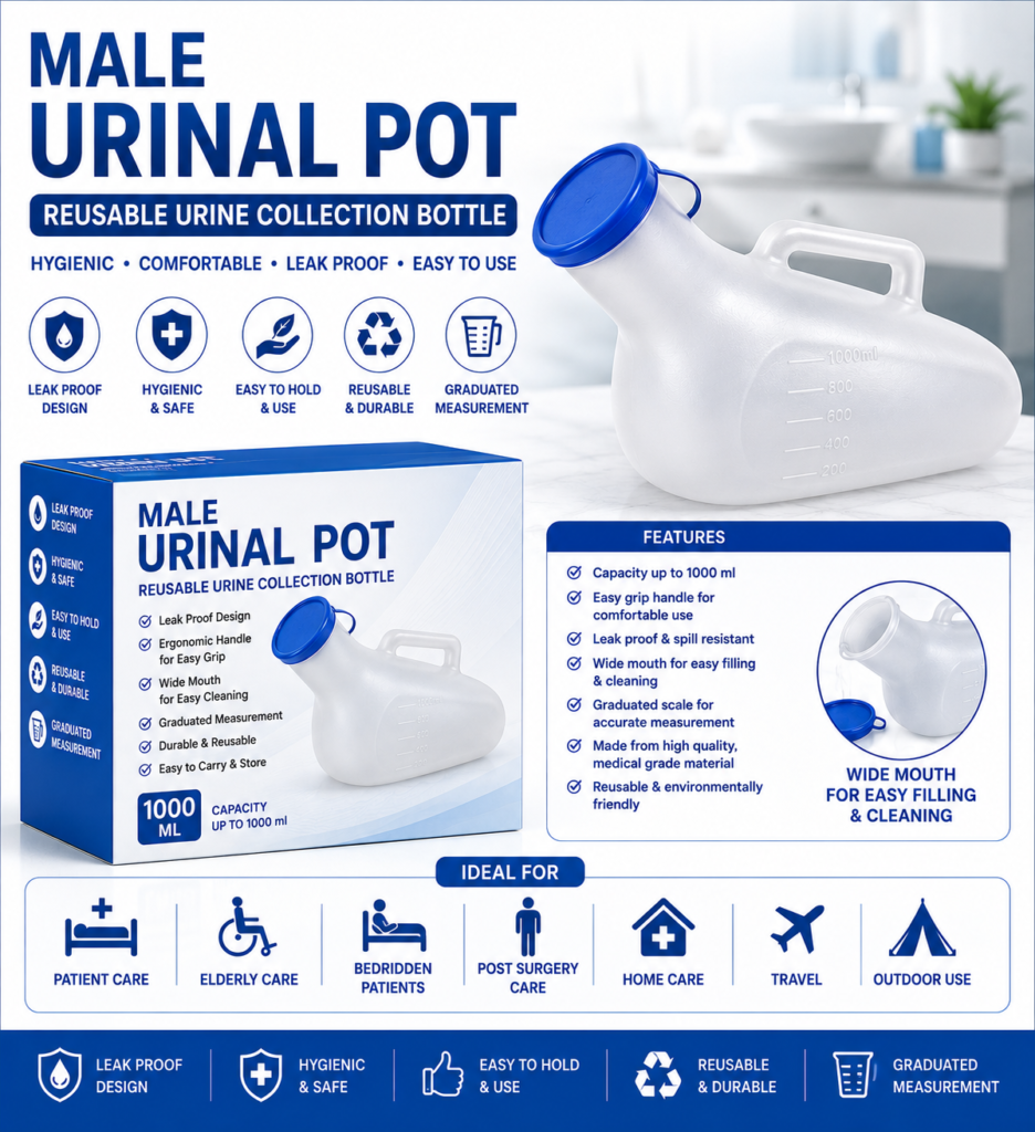 Male Urinal Pot – Reusable Urine Collection Bottle