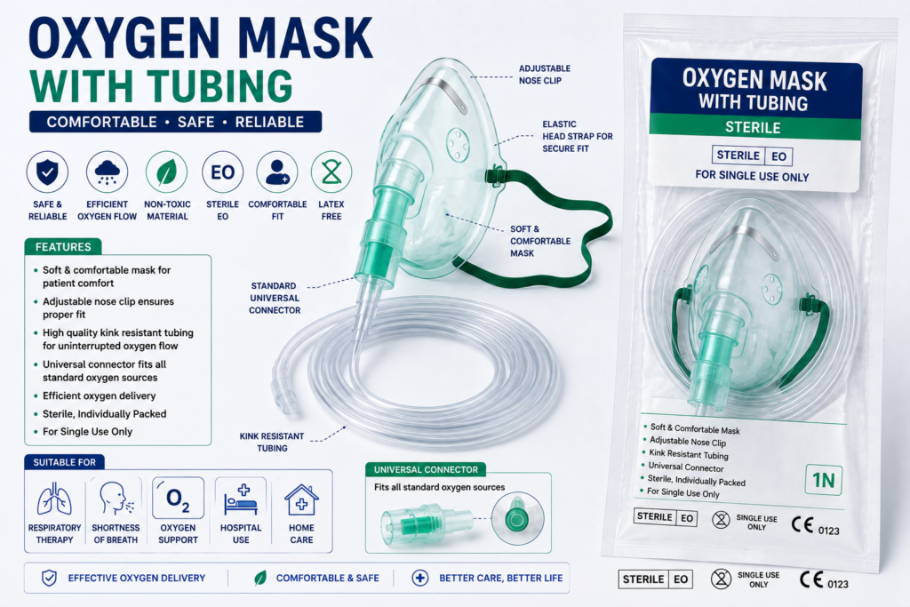 Oxygen Mask with Tubing – Adult/Child