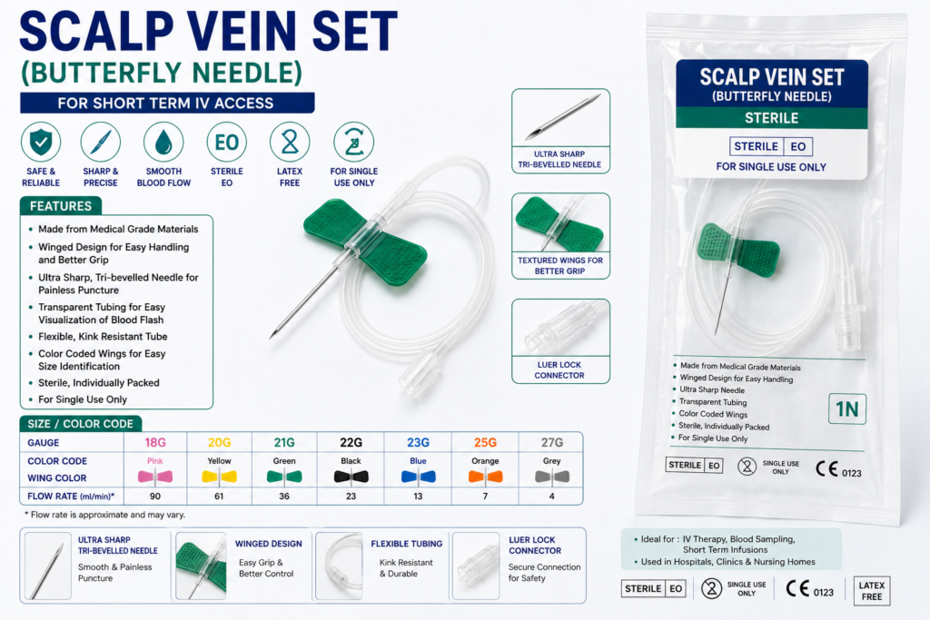 Scalp Vein Set (Butterfly Needle) – Sterile Disposable