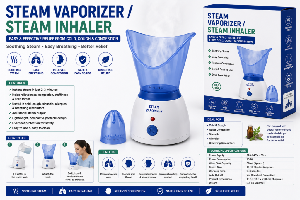 Steam Vaporizer / Steam Inhaler – Electric